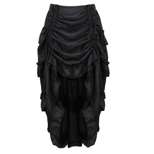 Steampunk Women Skirts Gothic Irregular Shirring Pleated Par