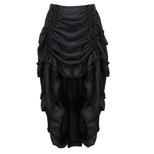 Steampunk Women Skirts Gothic Irregular Shirring Pleated Par