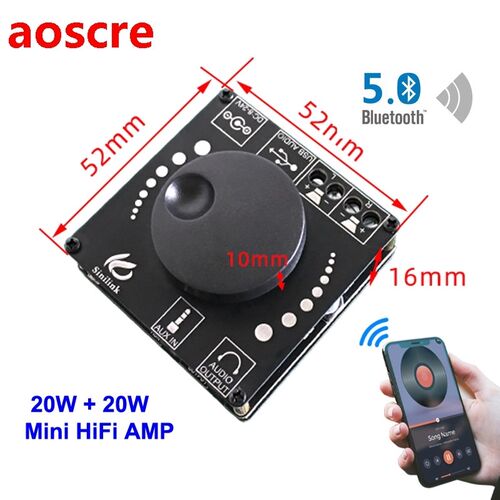 20W+20W Bluetooth 5.0 Digital Audio Power Amplifier Class D