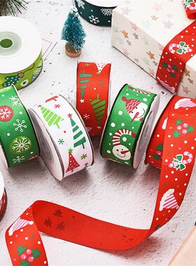10 Yards 2.5cm Christmas Ribbon Printed Grosgrain Ribbons