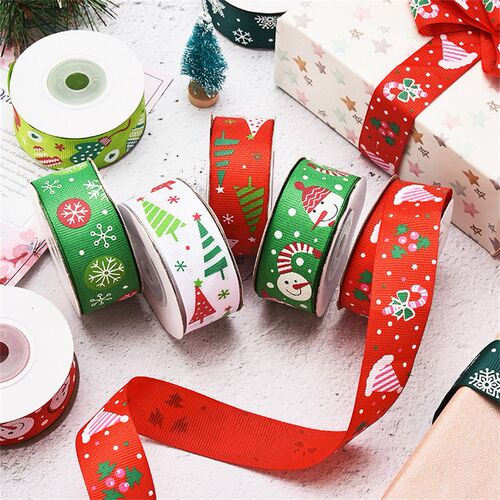 10 Yards 2.5cm Christmas Ribbon Printed Grosgrain Ribbons