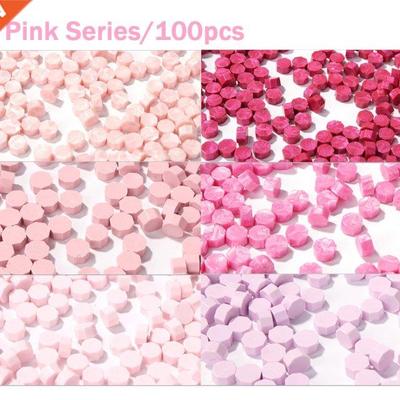 100pcs Pink Series Octagon Sealing Wax Beads Wax Seal Stamp