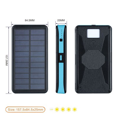 Solar Power Bank 20000mAh Dual USB External Battery Waterpro