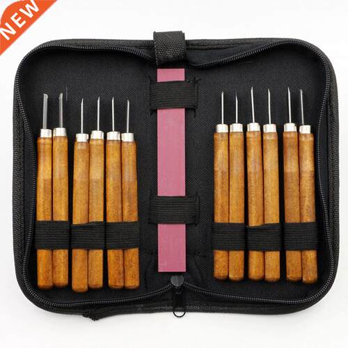 12pcs Wood Handle Woodworker Tools Wood Carving Tools Set Cu