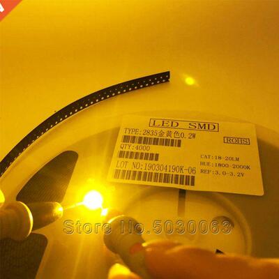 200pcs/lot 2835 SMD LED lamp beads golden 18-20LM 1800-2000K