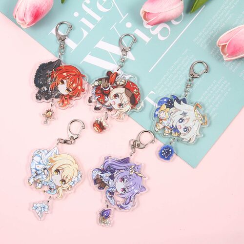Anime Keychain Genshin Impact keqing Venti Diluc Klee Hung K