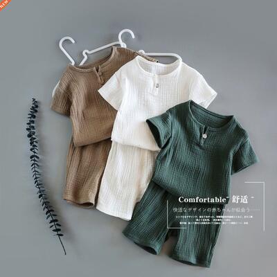 Baby Girls Boys Outfit Suit Cotton Linen Children Clothes Se