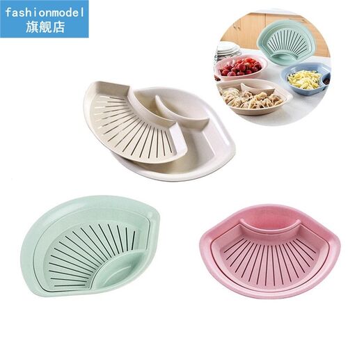 Wheat Straw Food Plate Set Plastic Self-Draining Dumpling Pl