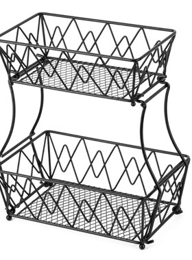 2 Tier Metal Fruit Basket Detachable Kitchen Bread Vegetable