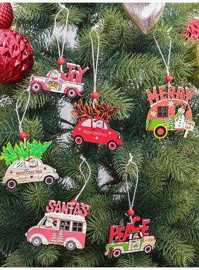 Chips Wood Hanging Christmas Tree Pendant Car Shape Pendant