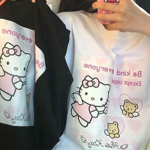 Sanrio Kitty Wizard Print Short Sleeve Summer T-shirt Women