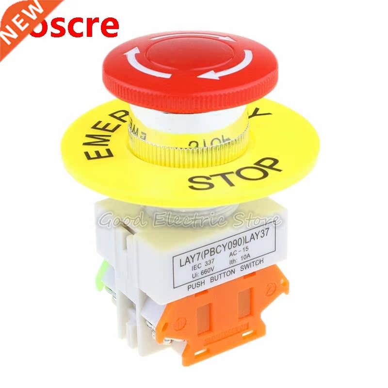 1PCS LAY37-11ZS Red Mushroom Cap 1NC DPST Emergency Stop