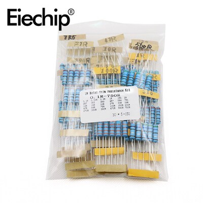 150pcs 2W 1/2W 1% Metal Film Resistor 30 Value of Resistors