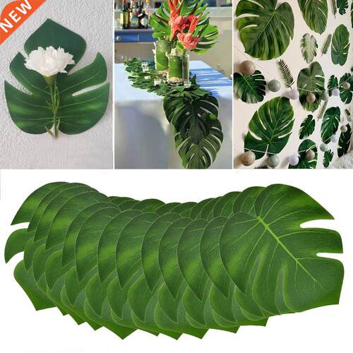 12Pcs/lot Fabric Artificial Monstera Leaves Tropical Palm Tr