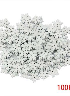 100pcs 18mm Shape Wooden White Snowflakes Christmas Ornament