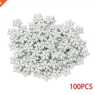 100pcs 18mm Shape Wooden White Snowflakes Christmas Ornament
