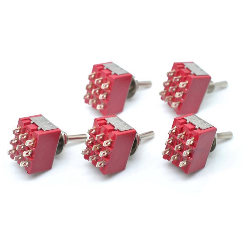 5Pcs MTS-302 On-On 3PDT 9 Pins Switch AC 250V/2A 125V/5A Car