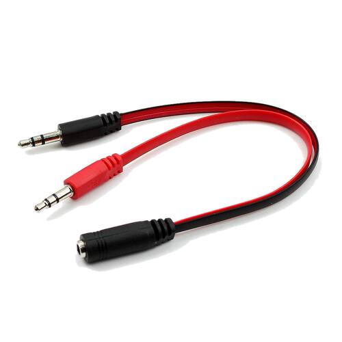 .5mm Female to Male Mic Y Splitter Cable Extension Cord For