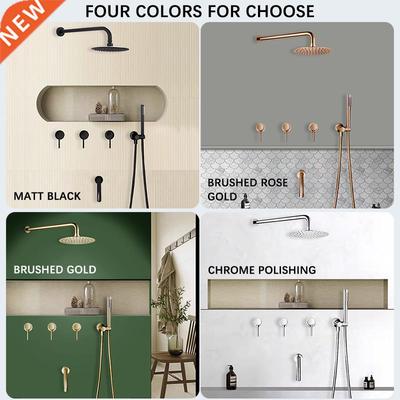 Bathroom Shower Set Brushed Rose Gold Simplicity Solid Brass