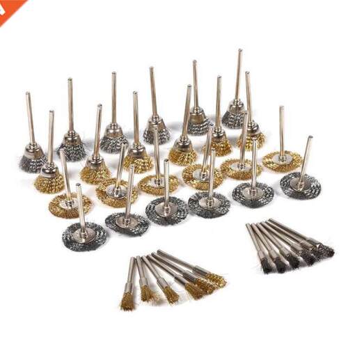 6pcs/Set Brass Steel Wire Brush Set Pen Cup Wheel Shaped P