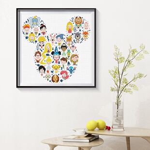 Cartoon Crowd Full Embroidery Kits Ecological Cotton 11CT St