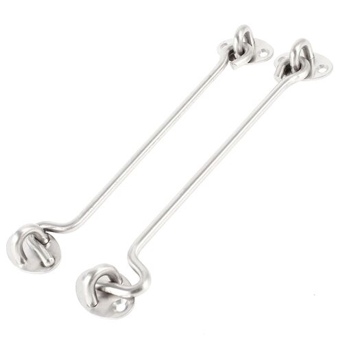 Door Window Catch Eye Cabin Hook 8-inch Long 2PCS Silver Ton