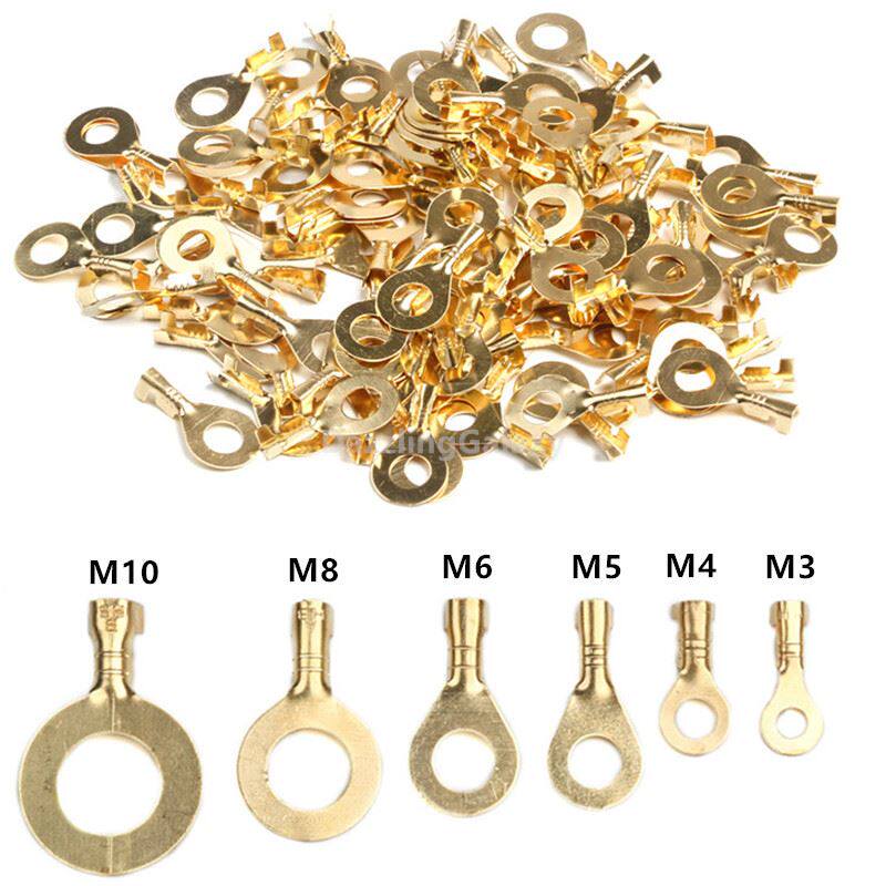 100/150PCS Ring Cable Lugs Terminals Assorted Naked Non-insu
