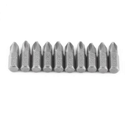 10Pcs Cross Head Bits 25mm Length 1/4 Inch Hex Shank S2 PH2