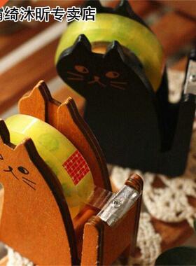 Cute cat wooden tape Dispenser Tape holder Tape cutter Offic