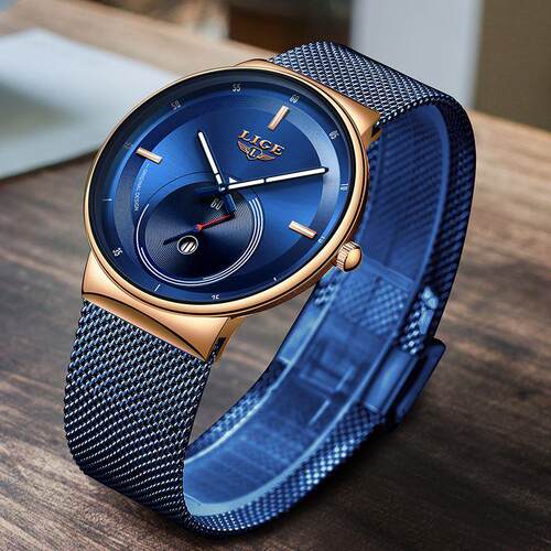 Relogio Masculino LIGE New Design Blue Quartz Watch Mens Wa