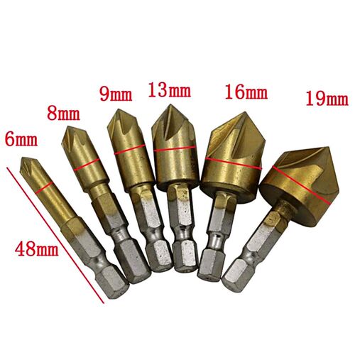 6pcs Metric Countersink Drill Bit 90 Degree Steel Drill Bits