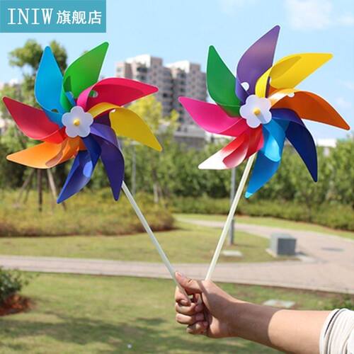 Plastic Colorful Windmill Wind Spinner Kids Toy Lawn Garden