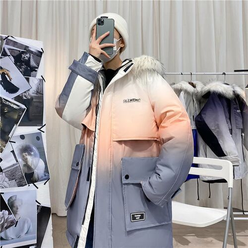 Hybskr Gradient Color Thicken Men Parkas Oversize Harajuku H