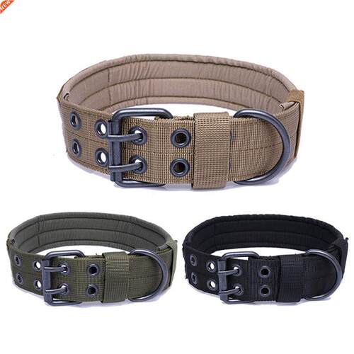 Large Dog Collar Army Green Double Row Adjustable Buckle Thi