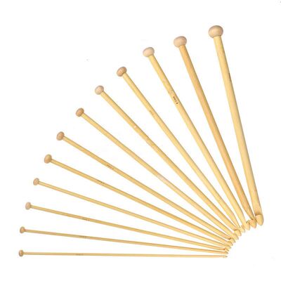 12Pcs/Set 25cm Bamboo Handle Crochet Hook Knit Craft Knittin