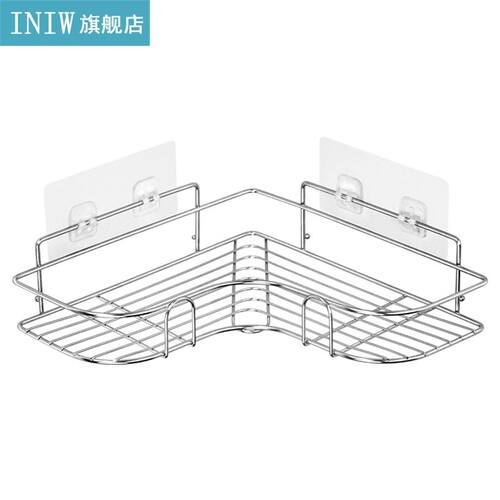 Stainless Steel Shower Corner Adhesive Shelf Bathroom Organi