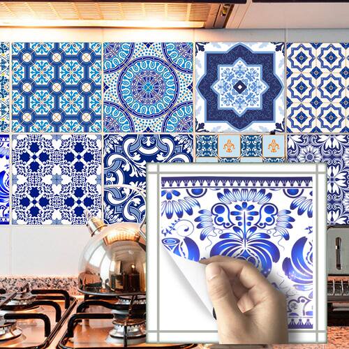 10PCS Custom 15/20cm Self-Adhesive Blue&White Porcelain