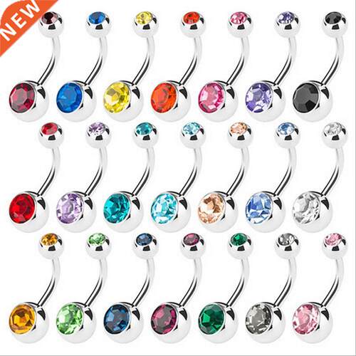 10 pcs/lot Piercing Navel Surgical Steel Single Crystal Rhin