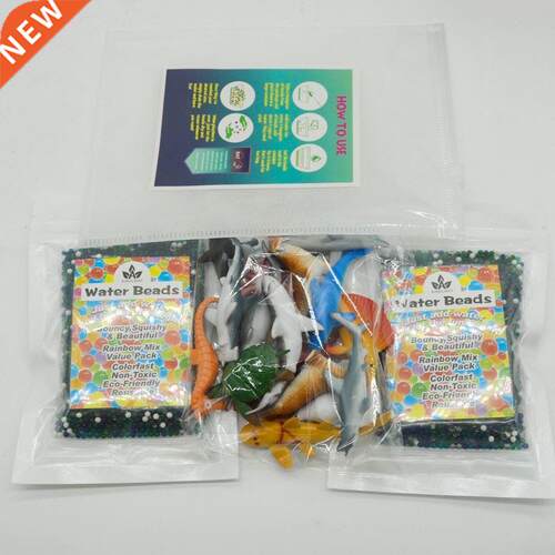 Water Beads with 16 Sea Animals Toy Sensory Beads for Kids 3