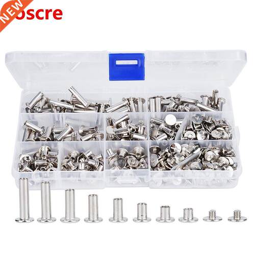 320PCs M5 Screws Nuts Flat Head Rivet Set Threaded Iron Nick