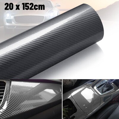 20*152cm Car High Glossy 6D Carbon Fiber Vinyl Wrap Decals