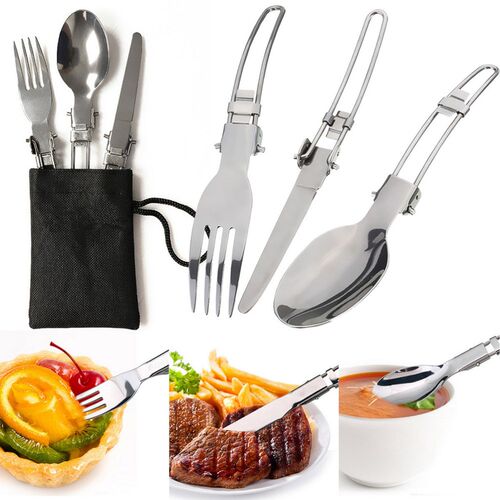 3Pcs/set Outdoor Tableware Camping Hiking Picnic Folding Cut