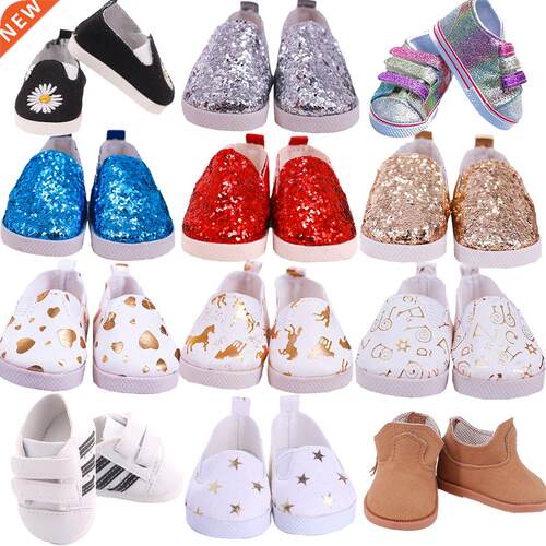 7cm Sequins, hard bottom Doll Shoes For 18Inch American Doll