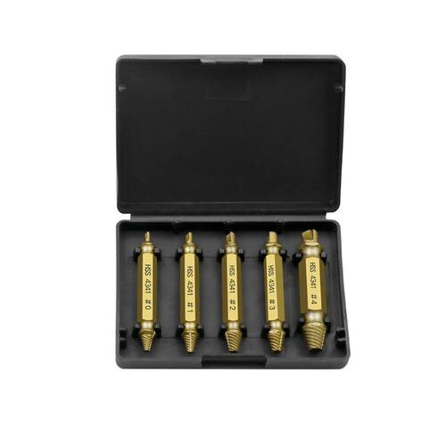 5pcs Double Side Drill Out Damaged Screw Extractor Broken Bo
