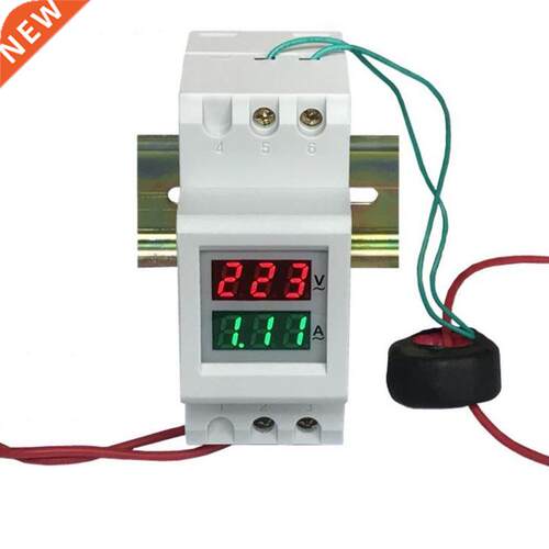 2P 6mm Din Rail Dual LED Voltage Current Meter Voltmeter Am