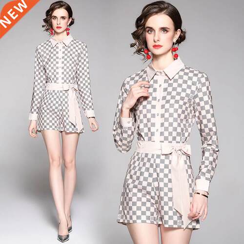 England Style Fashion Women Shorts Suits 2 Pieces Sets Summe