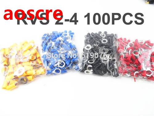 100PCS RVS2-4 Ring Insulated Wire Connector Electrical Crim