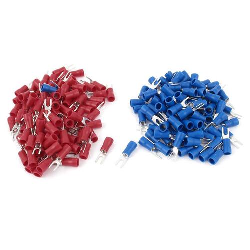 200pcs 16-14 AWG Red Blue Wire Connector Insulated Fork Term