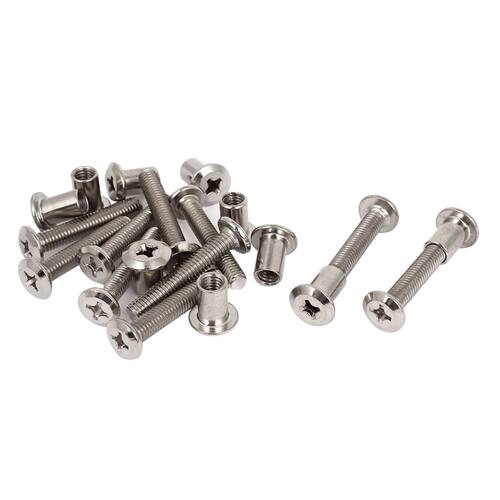 6x5mm Cross Countersunk Screw Bolts Barrel Nuts 10sets