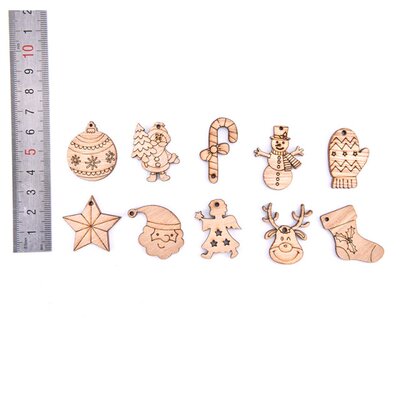 50pcs Christmas Wooden Pendants Xmas Tree Hanging Ornament